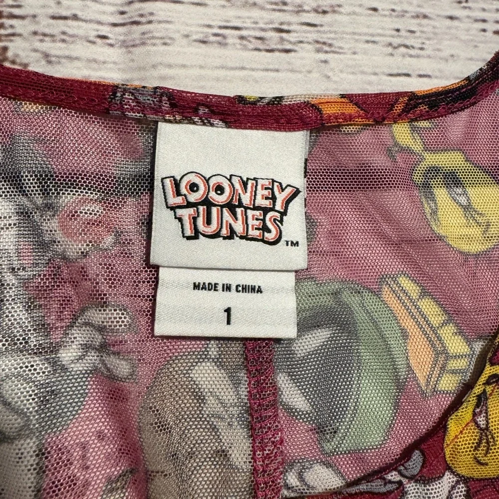 90s Warner Bros. Looney Tunes Maxi Dress See Through Swim Cover Women's Size S/M